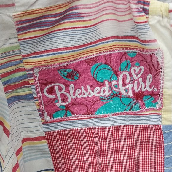 2903 Size Blessed Girl Semi fitted Upcycled Button Down Shirt. - Picture 4 of 4